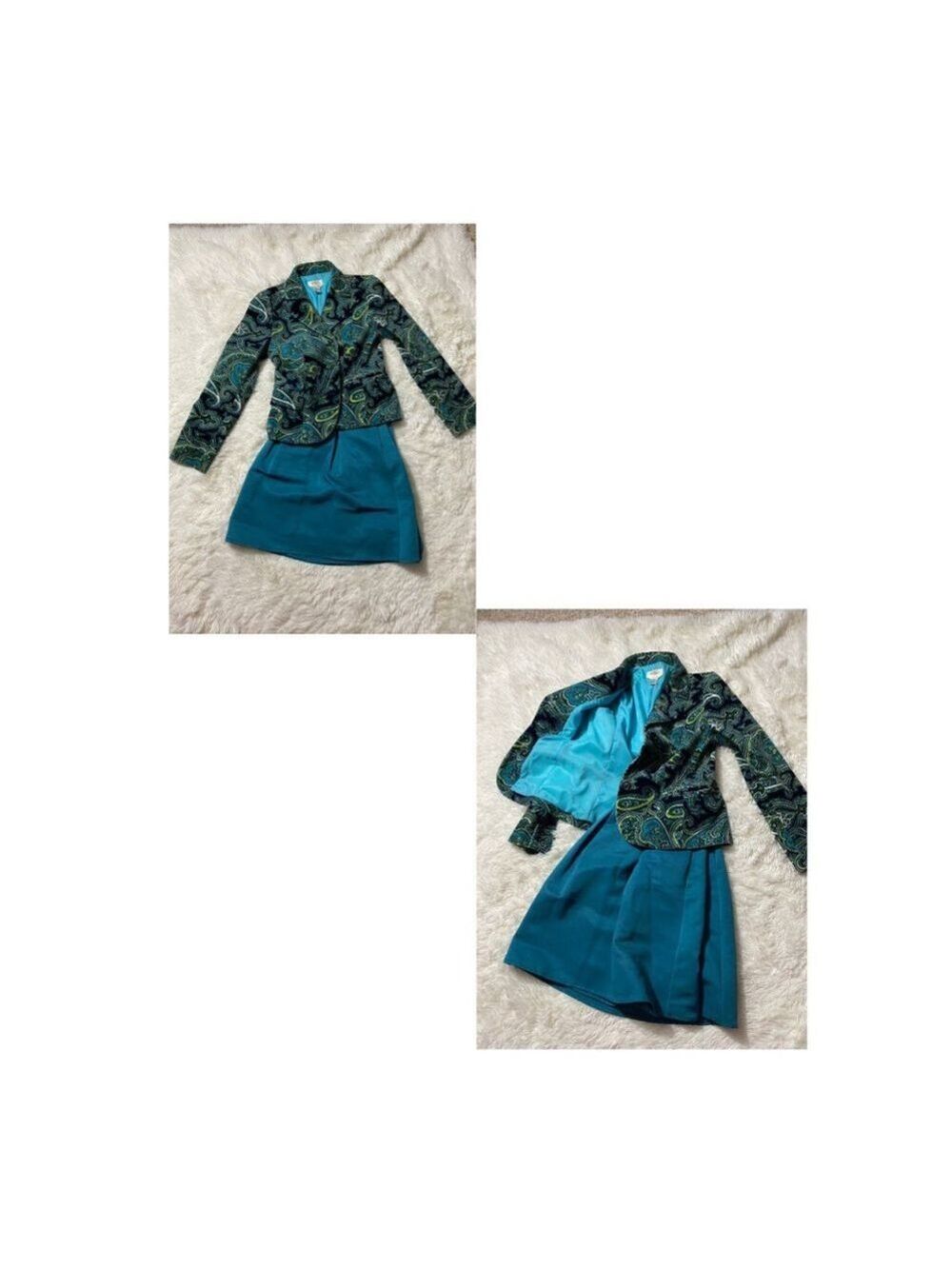 Talbot’s Blue/Green/Black Paisley Velvet Blazer - Size 6 (EUC) - Picture 6 of 6